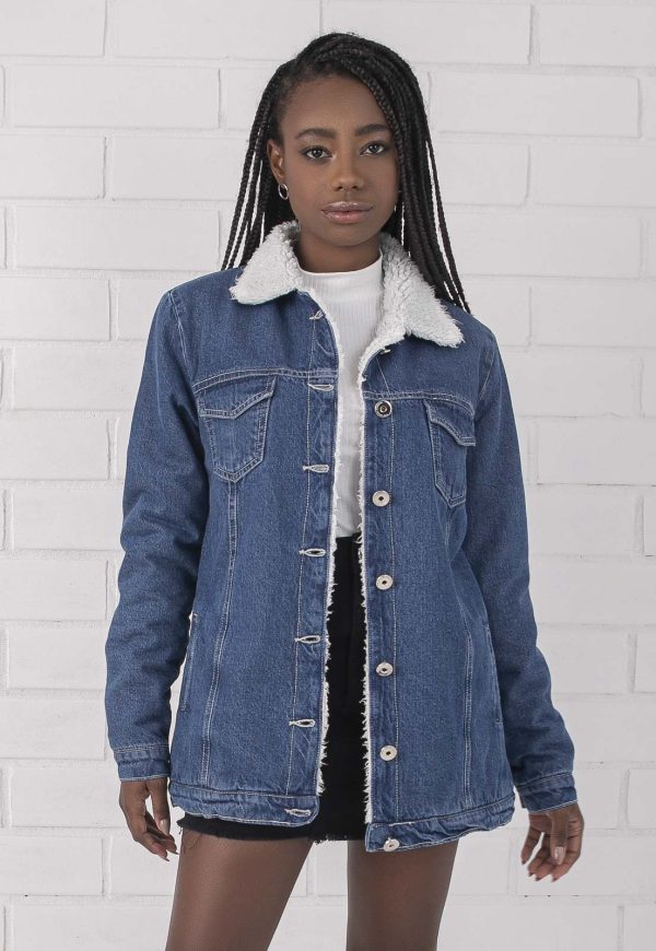 Jaqueta Jeans Com Forro de Pelo Alongada Siena Pkd Concept Feminina gringa look pinterest estilosa atacado loja online (15)