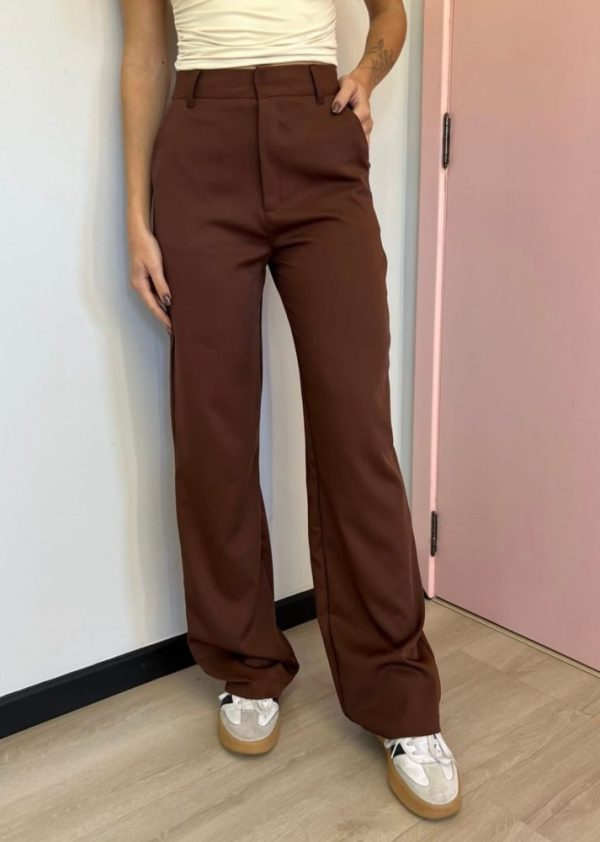 Calça Pantalona Alfaiataria Marrom Sasha Pkd