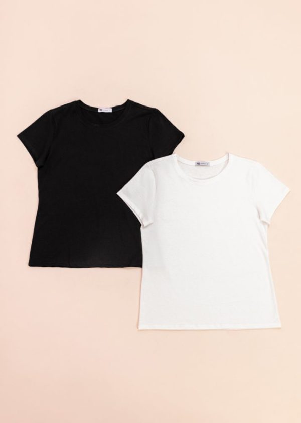 Combo 2 T-Shirts Preta e Off White Thais