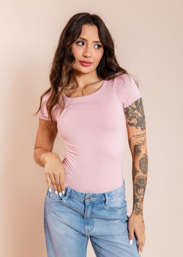 Body Justo Manga Curta Blush Bia PKD