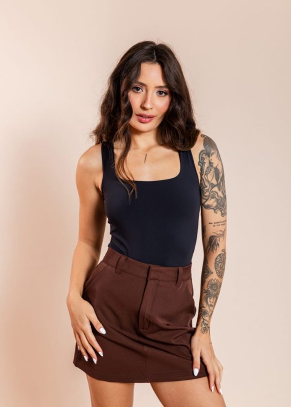 Body Poliamida Regata Preto Laila Pkd