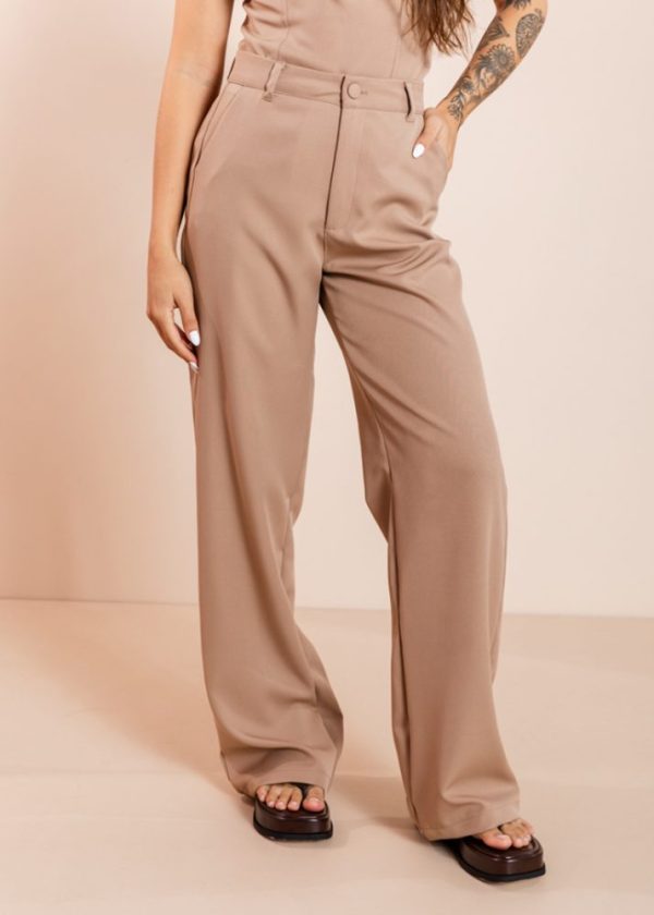 Calça Pantalona Alfaiataria Areia Suzy Pkd