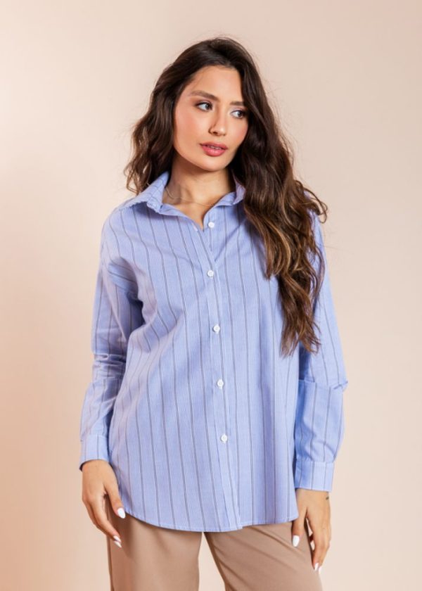 PRÉ VENDA | Camisa Listrada Azul Flora Pkd
