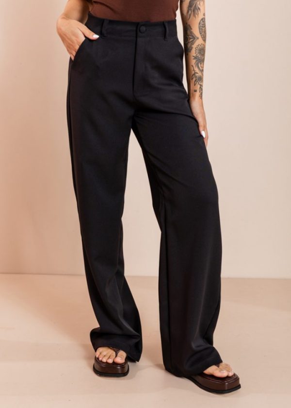 Calça Pantalona Alfaiataria Preta Suzy Pkd